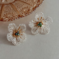 White Crystal Bead Earrings