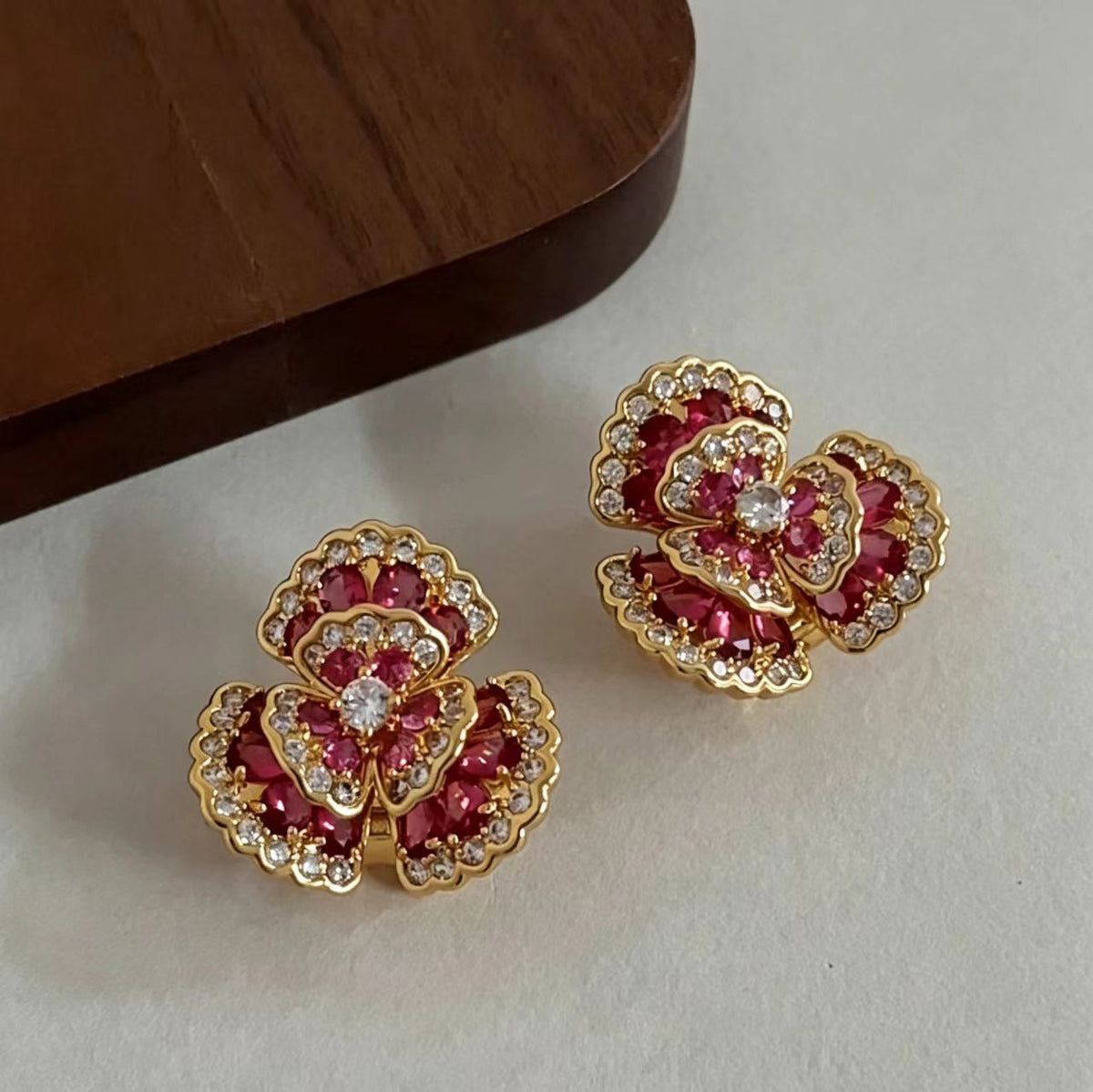 Red Colorful Cubic Zirconia Earrings