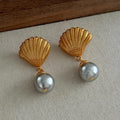 Gold Glass Bead Brushed Earrings