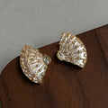 Gold Rhinestone Enamel Gold-Plated Earrings