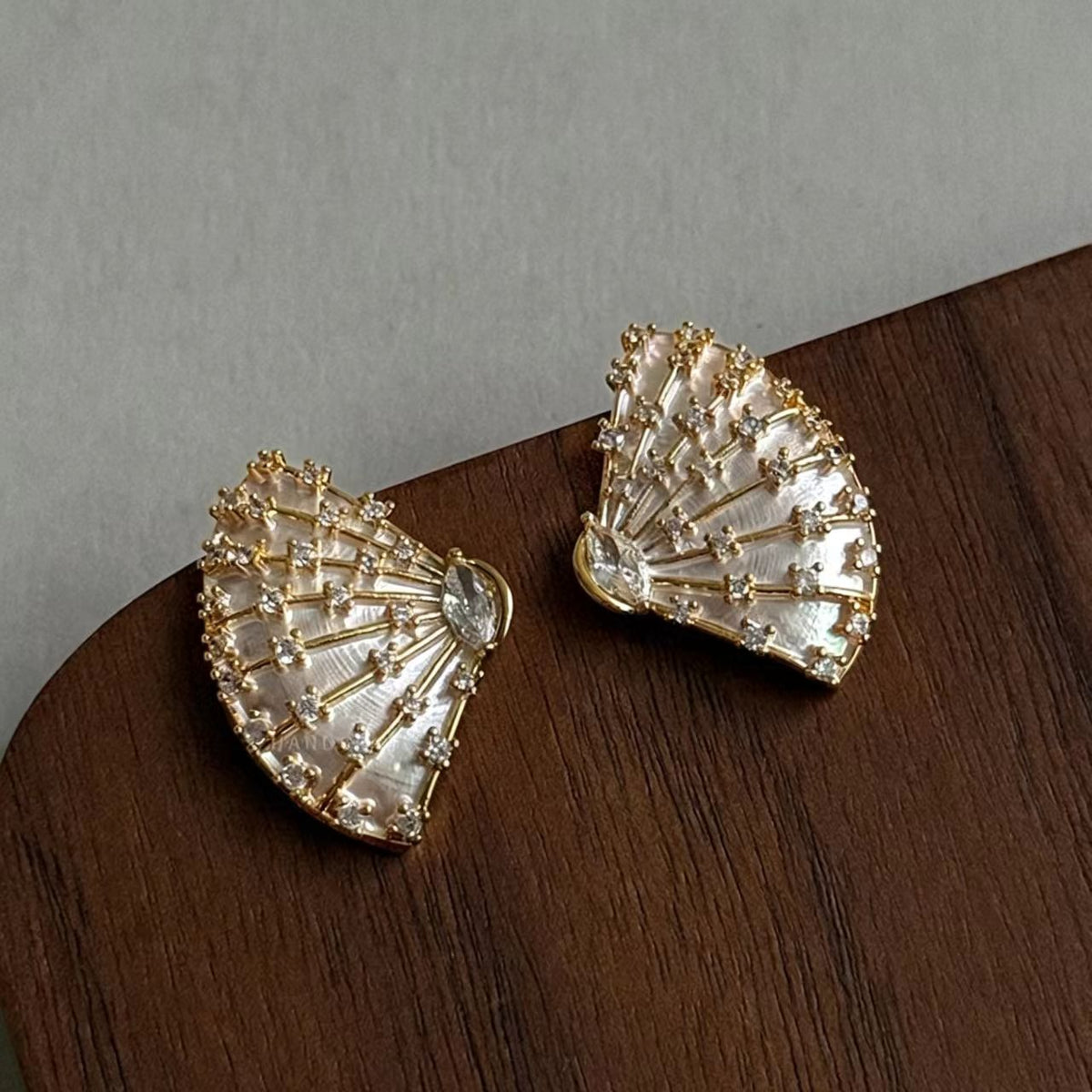 Gold Rhinestone Enamel Gold-Plated Earrings