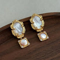 White Mother-of-Pearl Gold-Plated Earrings