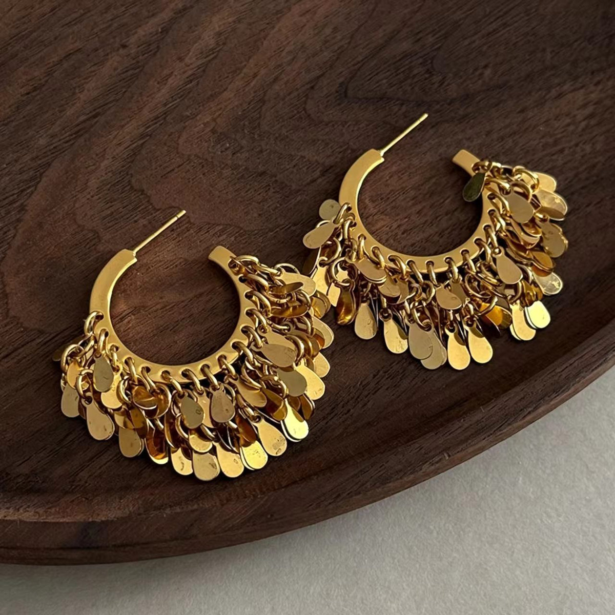 Gold-Plated Brass Earrings