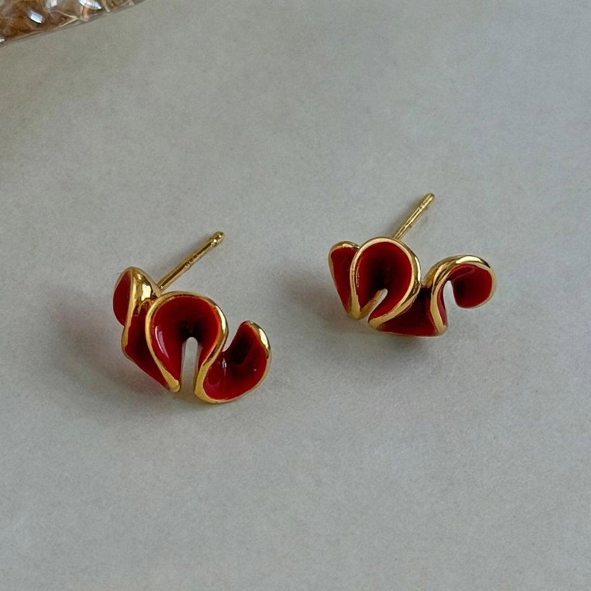 Red Enamel Earrings