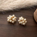 White Glass Bead Gold-Plated Earrings