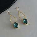 Blue Rhinestone Resin Stone Earrings