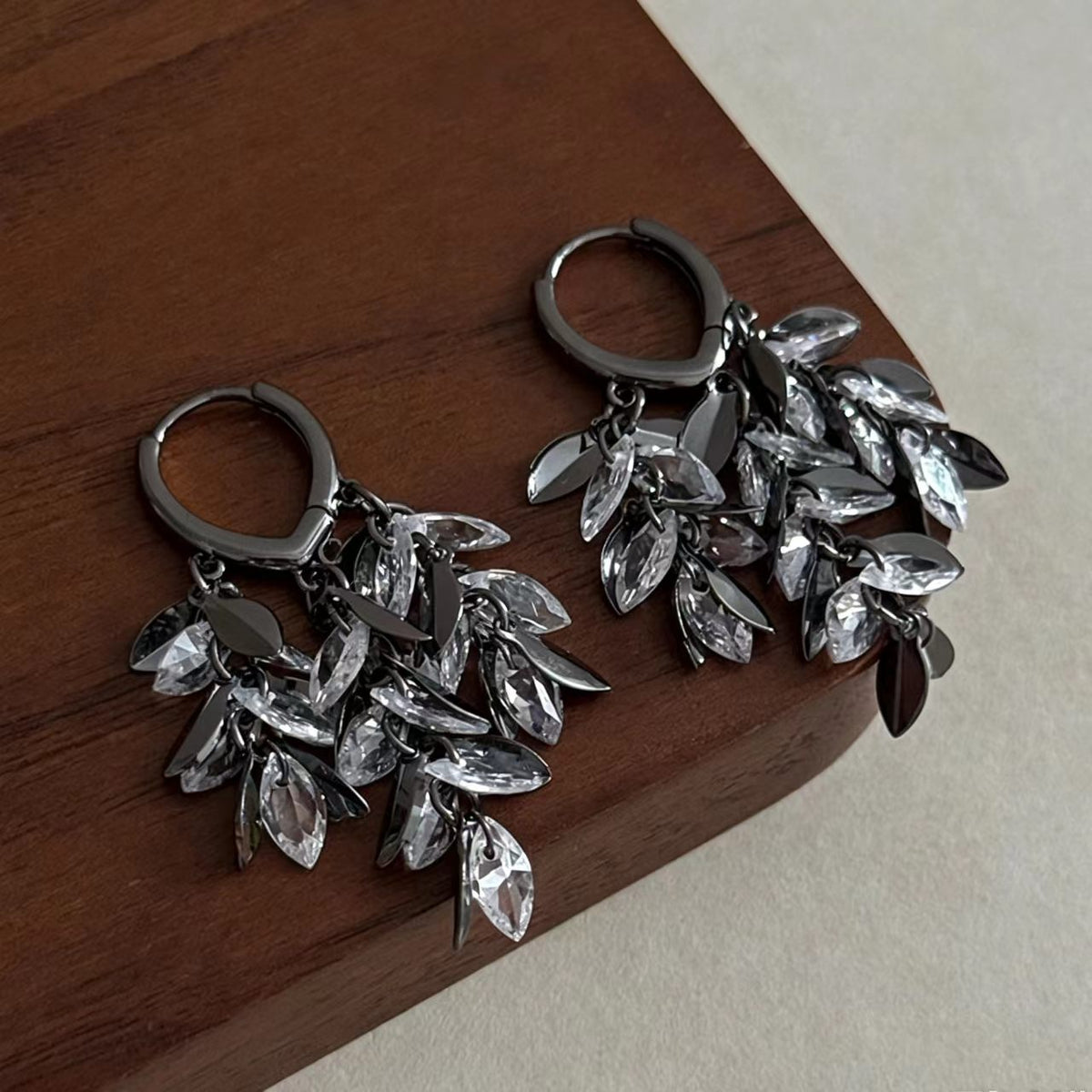 Gunmetal Black Cubic Zirconia Statement Earrings