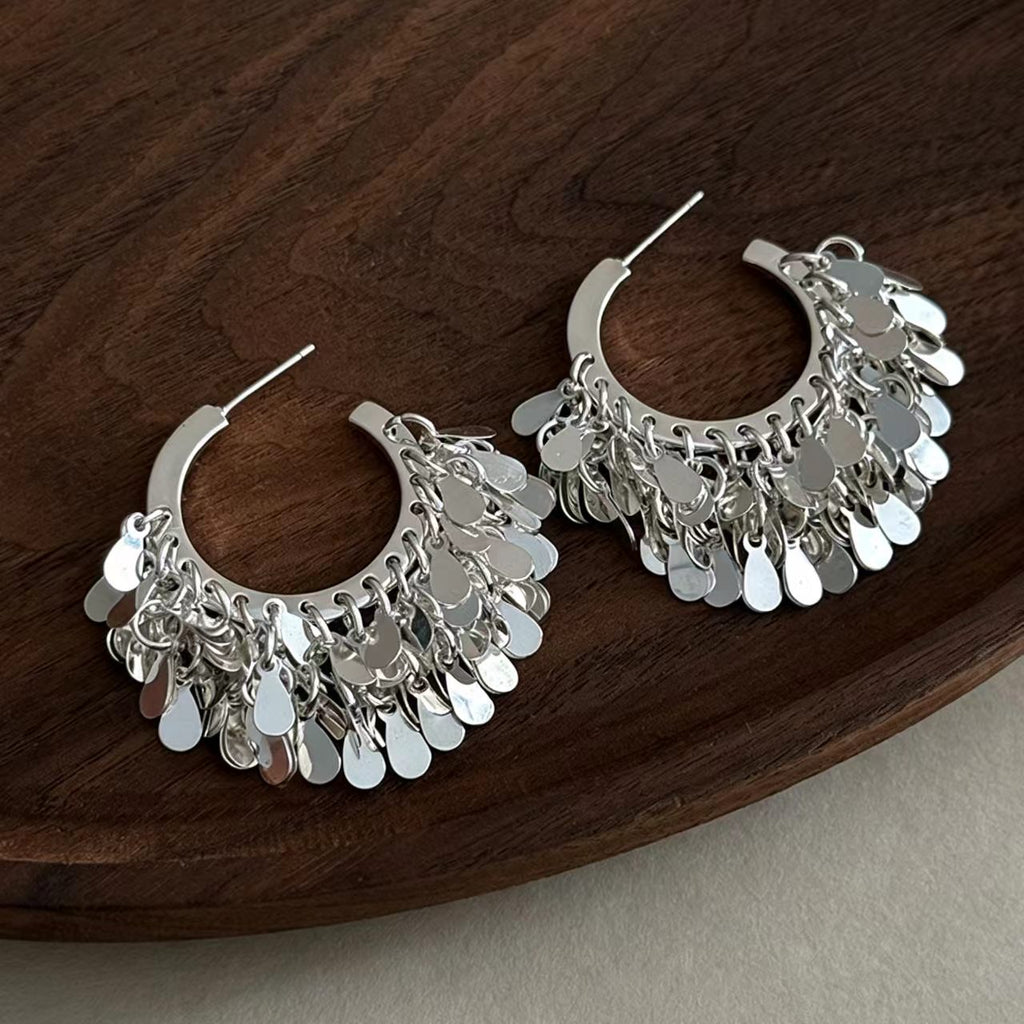 Thick Silver-Plated Brass Earrings