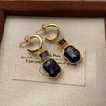 Purple Colorful Stone Gold-Plated Earrings