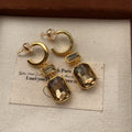Champagne Colorful Stone Gold-Plated Earrings