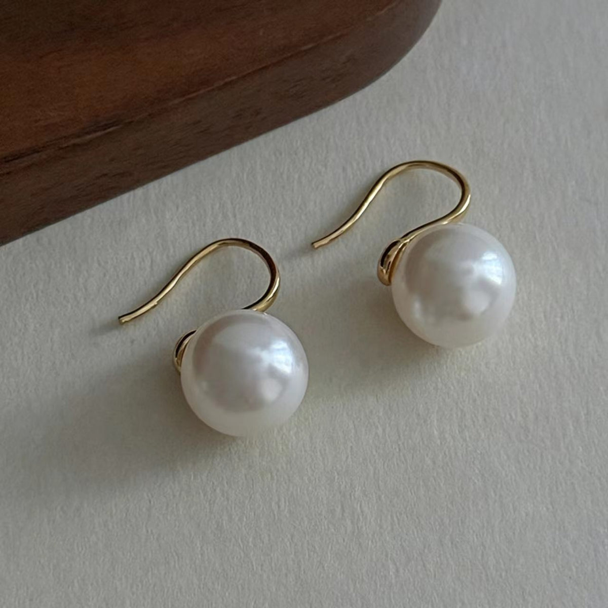 Pure White Glass Bead Drop Earrings