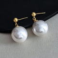 Pure White Glass Bead Gold Drop Earrings