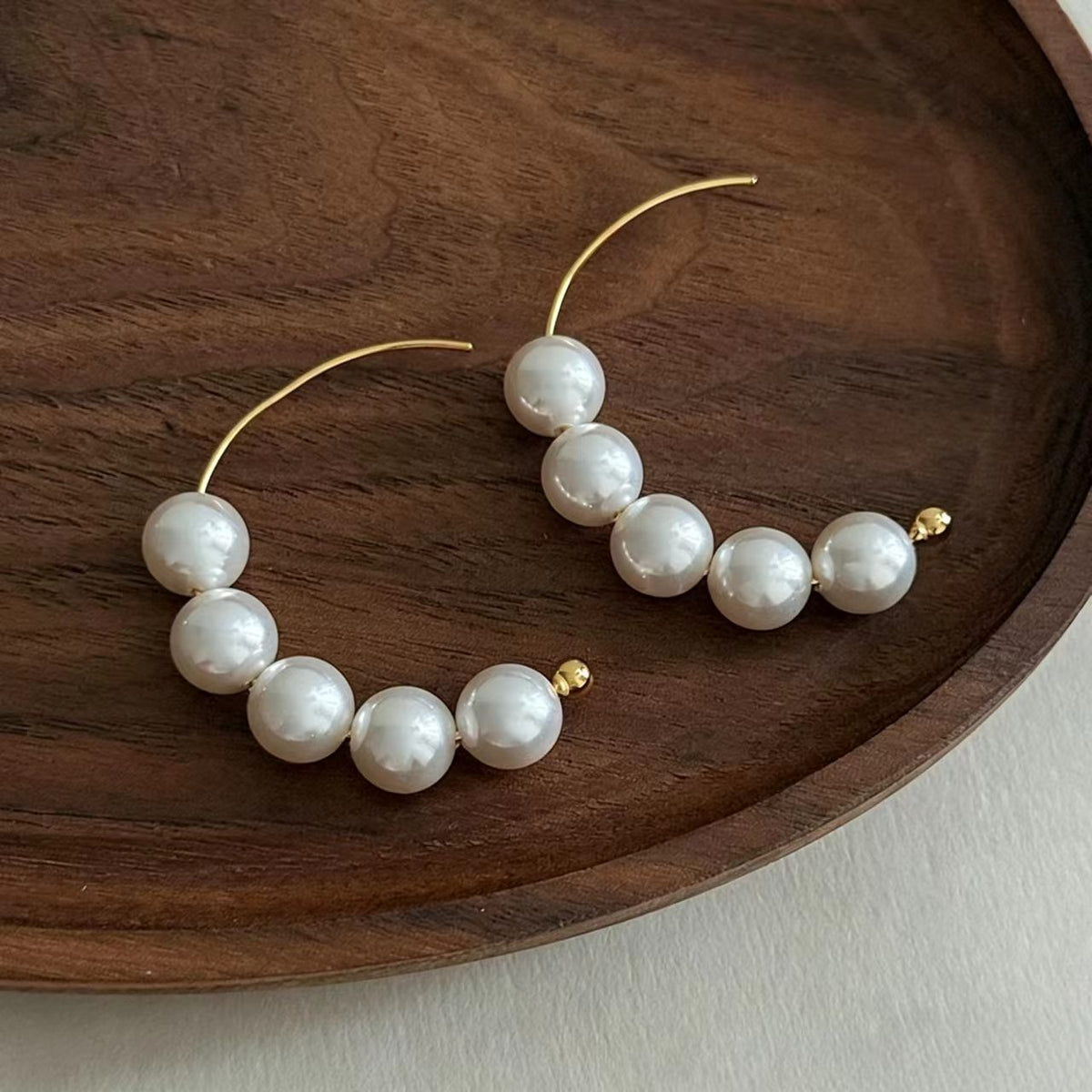 White Glass Bead Earrings