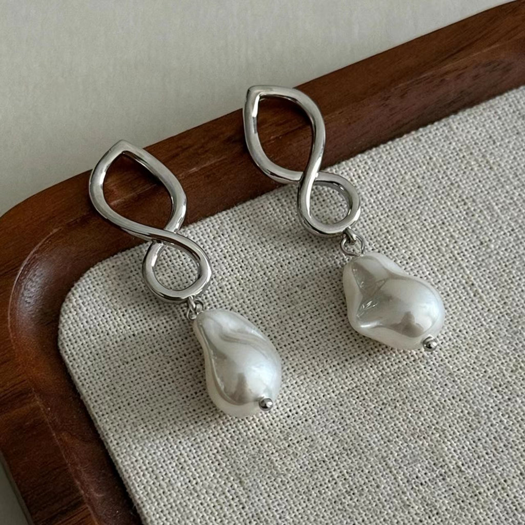 Silver Glass Bead Earrings