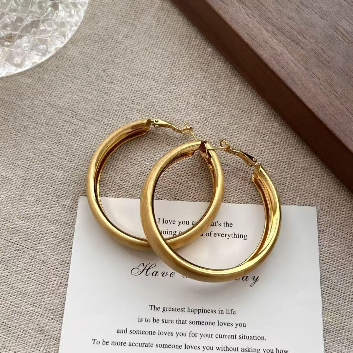 Brushed Gold-Plated Earrings