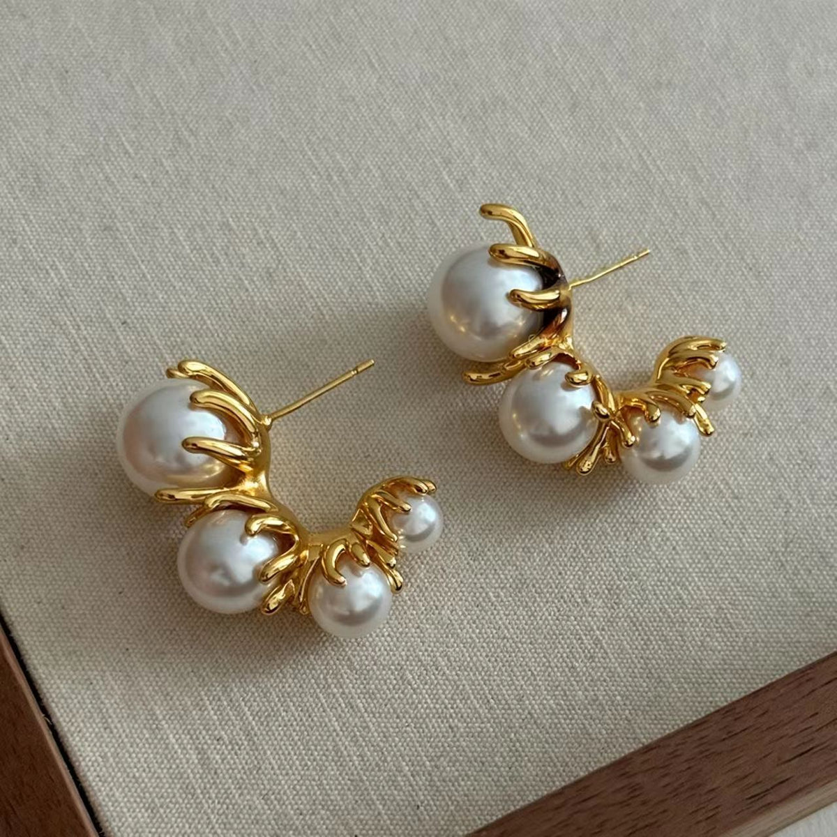 Pearl White Glass Bead Earrings