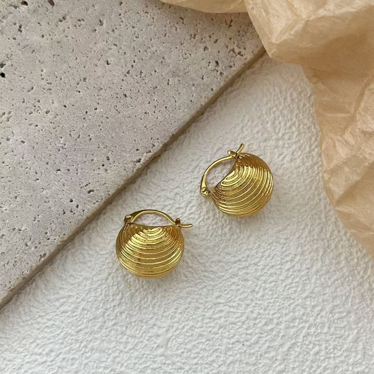 Gold Plated Brass Statement Earrings