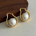 Gold Cotton Pearl Gold-Plated Earrings