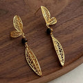 Tiger Eye Gold-Plated Earrings