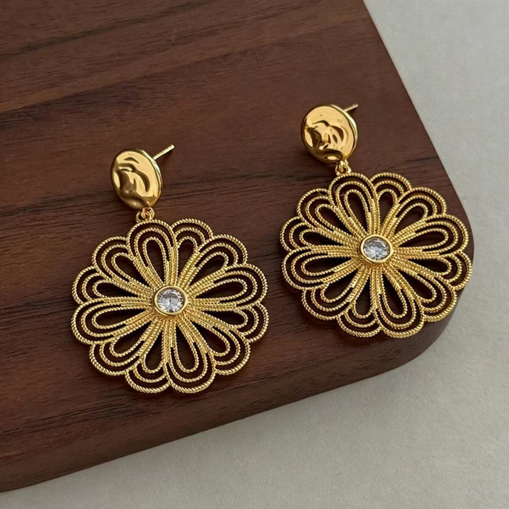Blossom Cubic Zirconia Gold-Plated Earrings