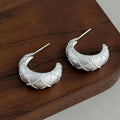 Silver Hoop Crescent Earrings
