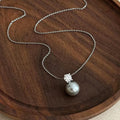 Silver Cubic Zirconia Glass Bead Necklace