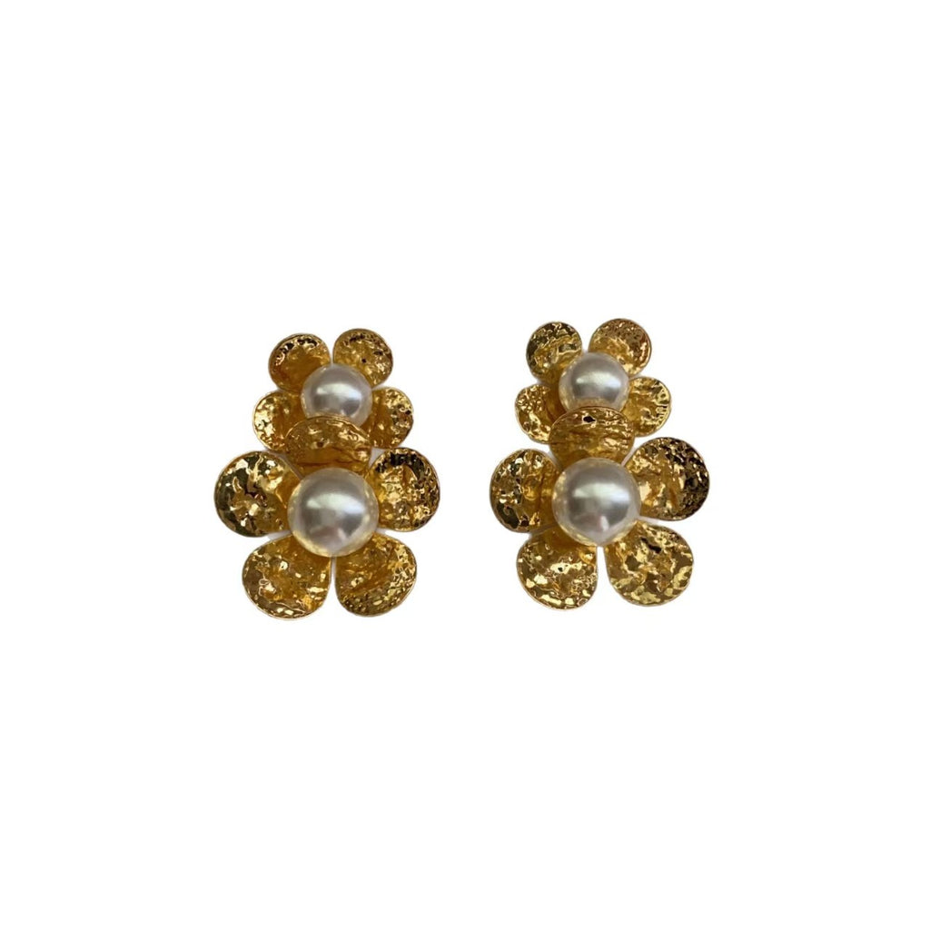 Gold Glass Bead Earrings