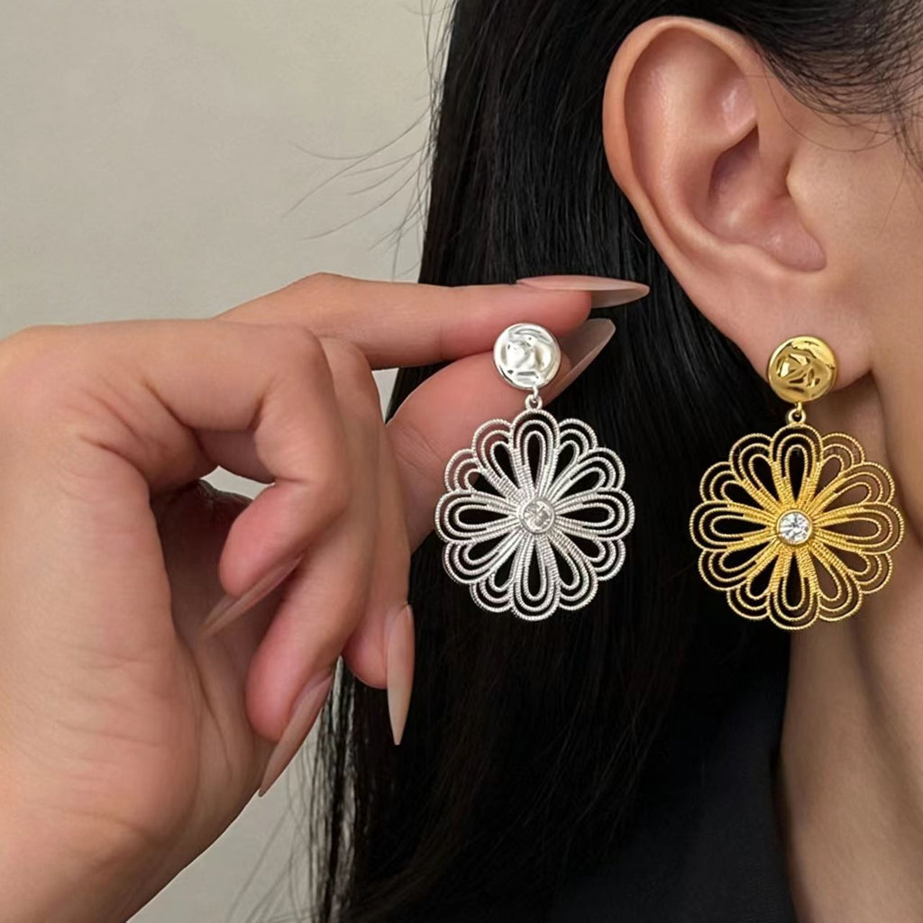 Blossom Cubic Zirconia Gold-Plated Earrings