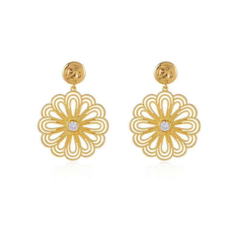 Blossom Cubic Zirconia Gold-Plated Earrings