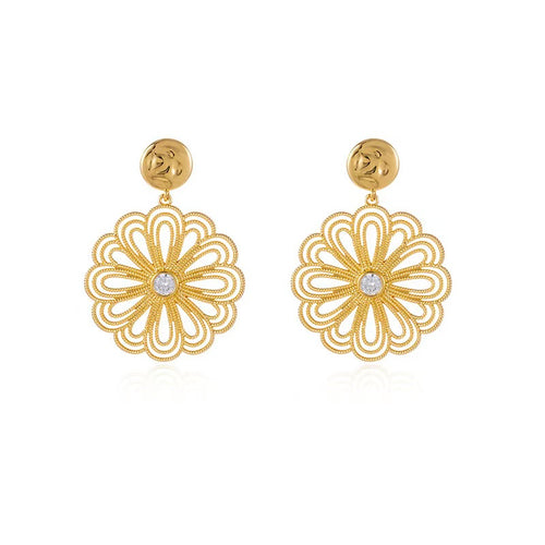Blossom Cubic Zirconia Gold-Plated Earrings