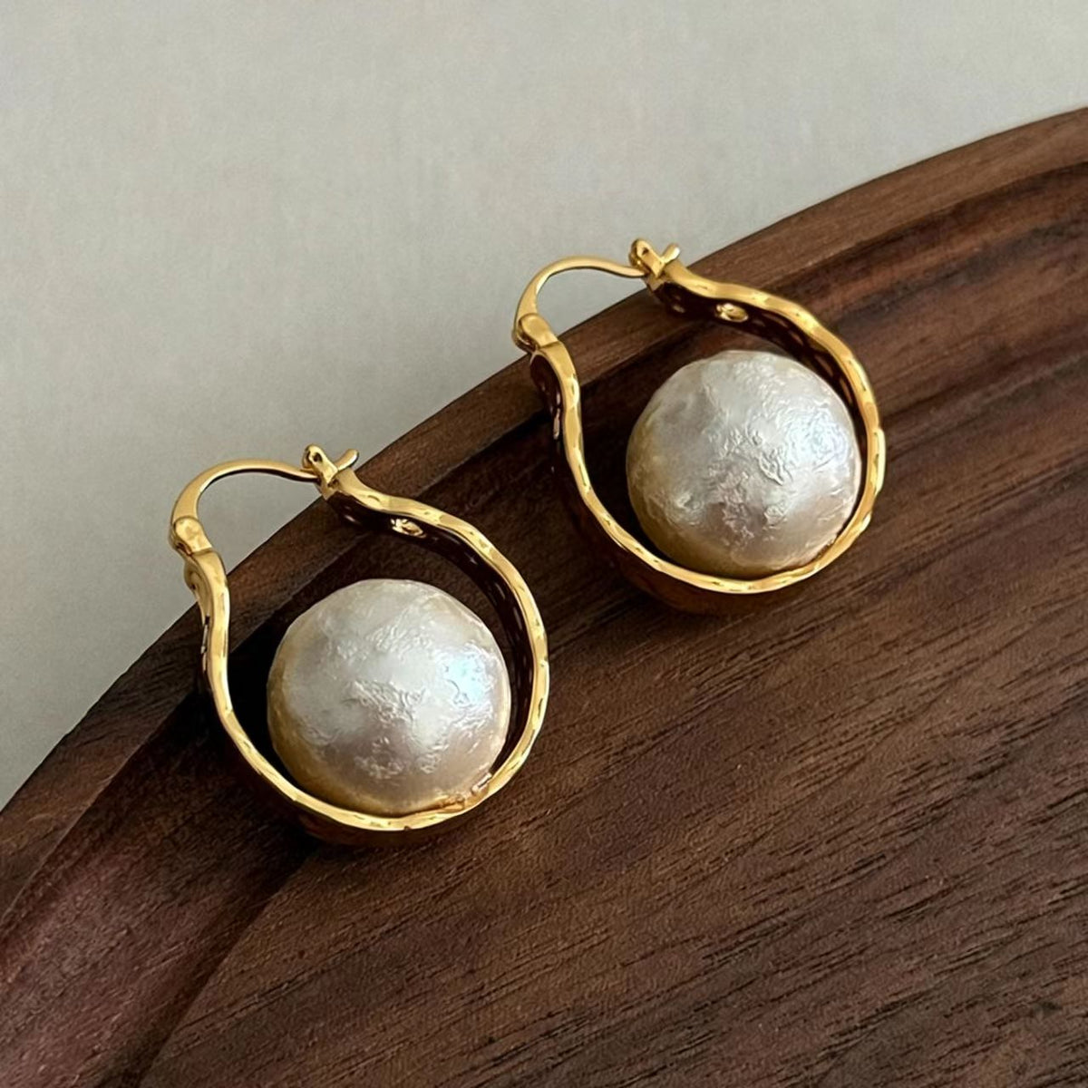 Gold Cotton Pearl Gold-Plated Earrings