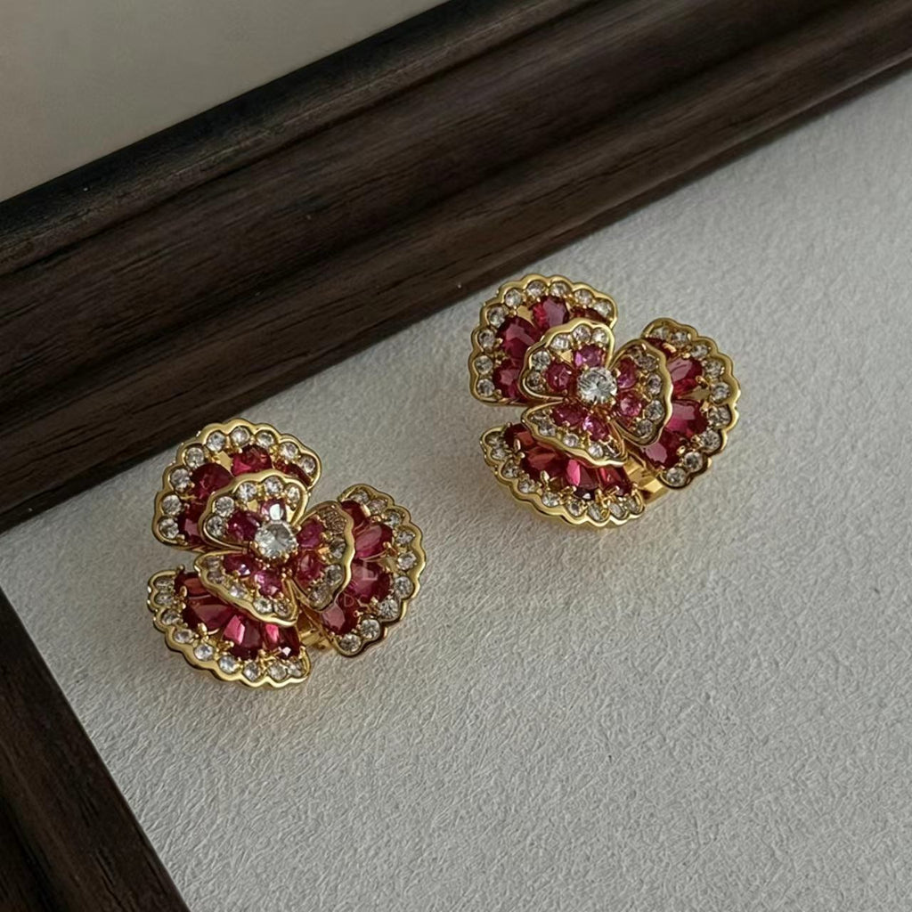 Red Colorful Cubic Zirconia Earrings