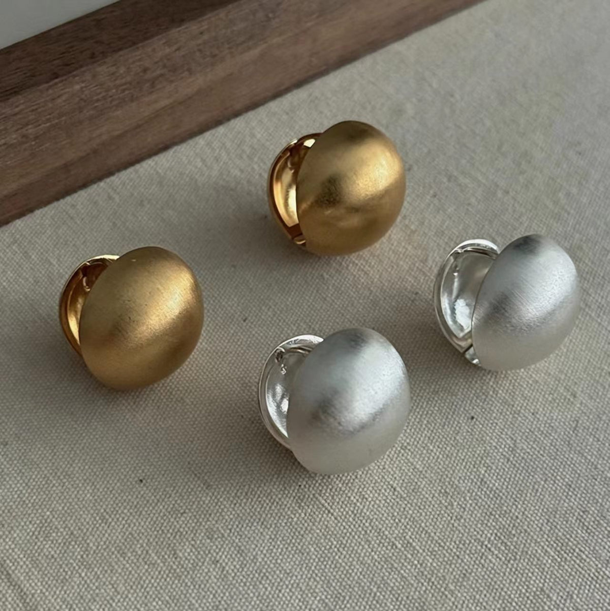 Silver Brushed Brass Statement Earrings