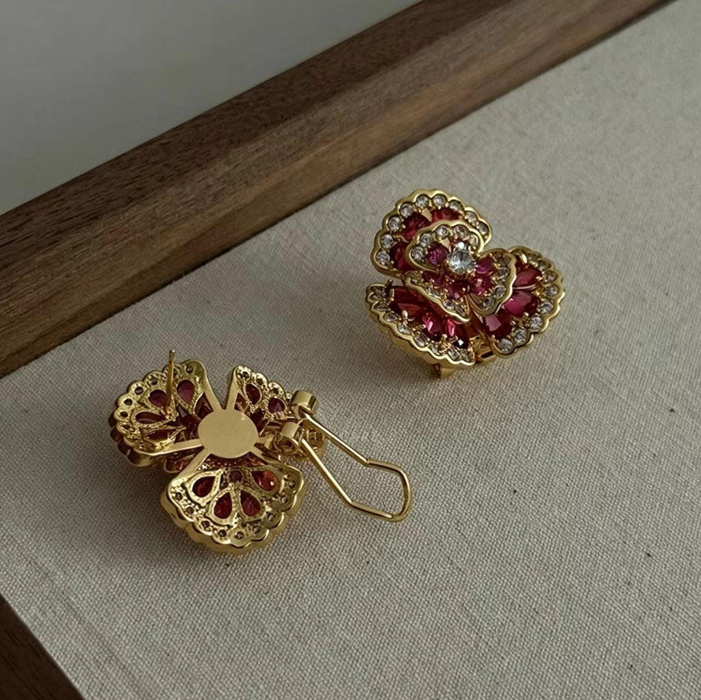Red Colorful Cubic Zirconia Earrings