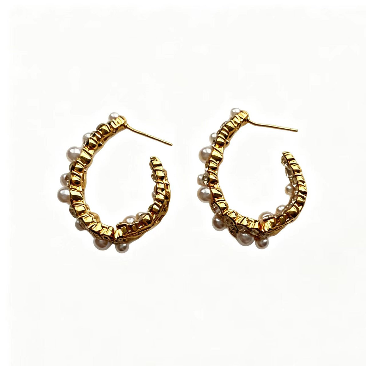 White Rhinestone Glass Bead Earrings