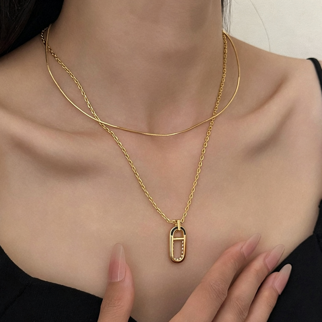 Gold Glass Bead Necklace
